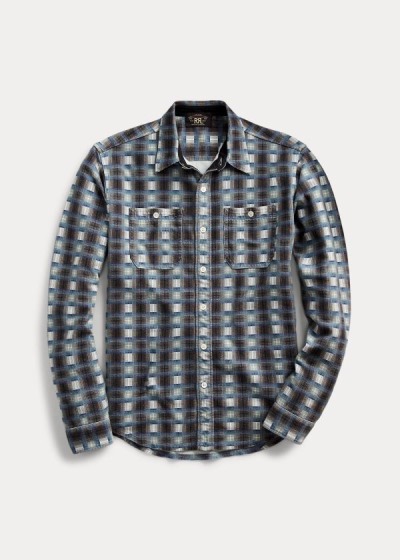 Men's Ralph Lauren Plaid-Print Jersey Work Shirt | 912683DSP